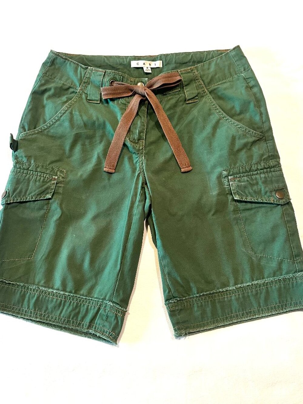 CAbi vintage-inspired, forest green, Bermuda shorts, size 2